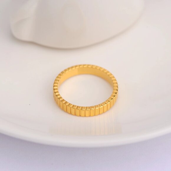 Thin gold ring, thin gold ring, gear ring, simple gold ring, stacking ring - Picture 1 of 3